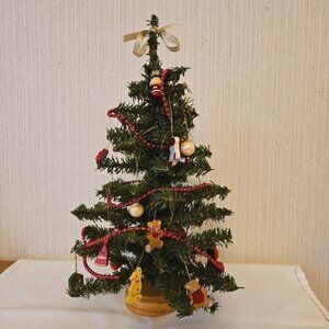 Vintage Lefton Christmas Tree Decorated Tabletop Artificial Spruce Holiday 12"